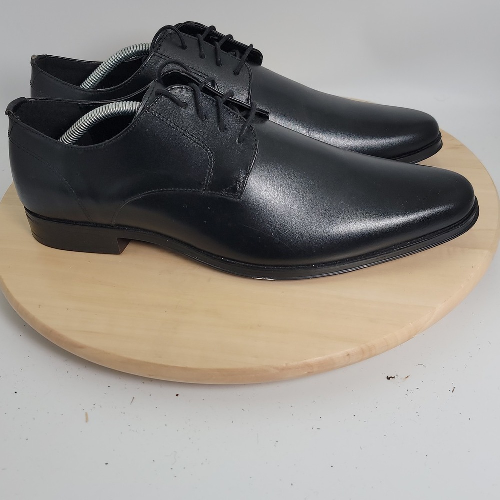ASOS DESIGN Derby Shoes Men 9.5 Black Faux Leather Lace Up Formal Dress Shoes